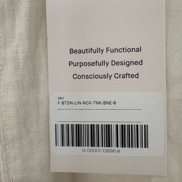 EVERLANE NW The Linen High Neck Tank Sz 8 Natural Minimalist Coastal Earthy - Picture 4 of 10